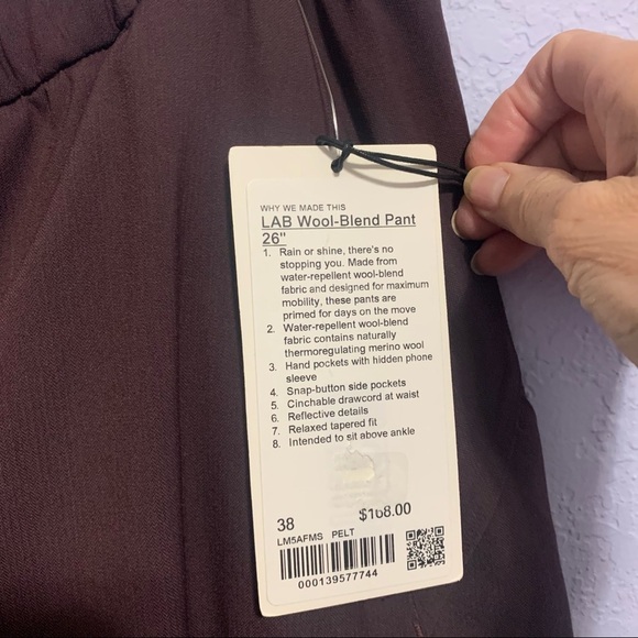 Lululemon Men’s High Rise Maroon Lab Wool Blend Pant 26” - Picture 7 of 11